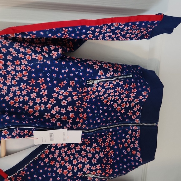 BCBGirls Blue Floral Kids Jacket with Red Accents Size 6 - Picture 5 of 6